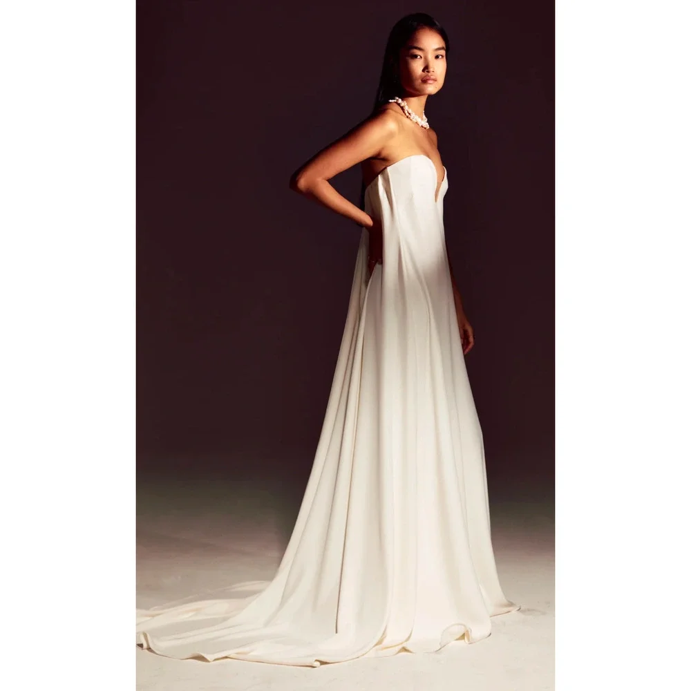 Besa Bridal Rowen Strapless Wedding Dress Modern Minimal Notch Neckline Gown NWT
